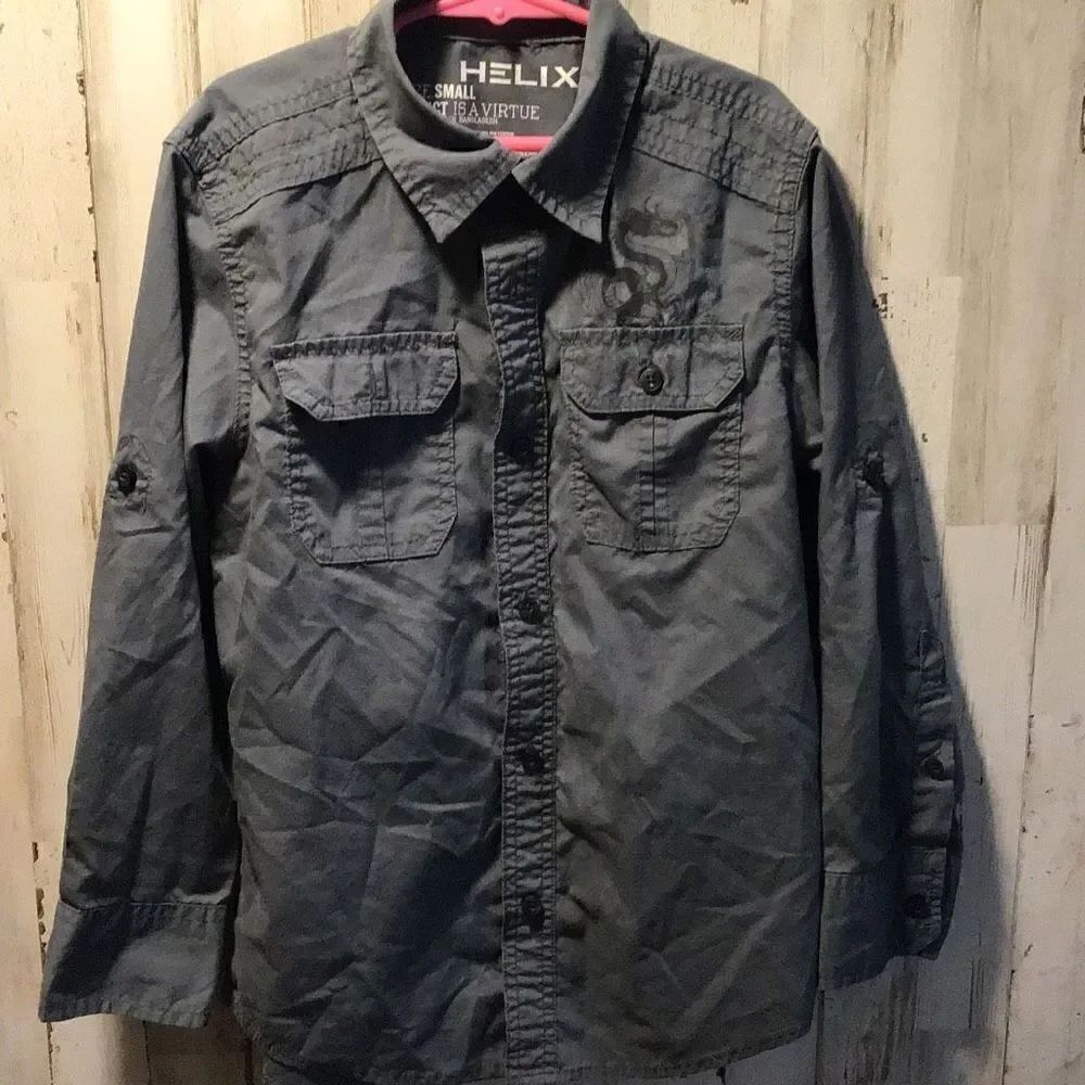 Helix dragon button down shirt youth small